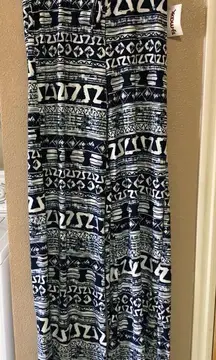 Blue & white tribal print flowy pants