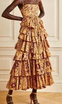 NWOT Ulla Johnson Avery tires Midi Gown in Amber Sz 4
