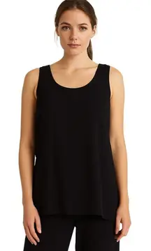 Cut Loose Black Tank Top‎ Lightweight Flowy Lagenlook Sheer Minimalist sz Large