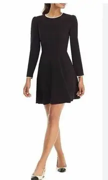 Gal Meets Glam Little Black Dress Celeste Pearl Trim Long sleeve 12