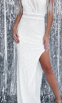 White Rhinestone Dress