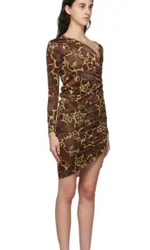 Gimaguas - Zug Dress Brown Asymmetrical Mesh Floral Classic Boho Cocktail