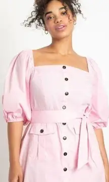 NEW Eloquii pink Puff Sleeve Dress with‎ Pocket Detail, 16