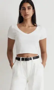 Madewell white ribbed bright side cropped tshirt size M