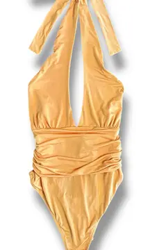 Out From Under Halter Bodysuit Peach Apricot Women’s Size M Urban Outfitters