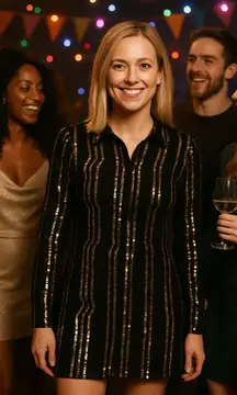 Vintage Tunique Evening S Black Gold Heavy Sequin Formal Jacket Blazer Disco