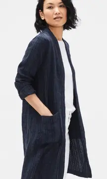 Eileen Fisher Textured Organic Linen cardigan duster Long Jacket | Size Medium