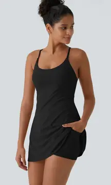 Halara Softlyzero Backless Active Easy Peezy Sweat Absorbing Dress Black XS