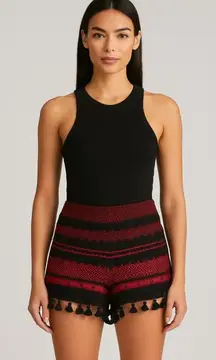 NWT Dodo Bar Or Moav Tassel Embroidered
Crochet Shorts Red Black sz S