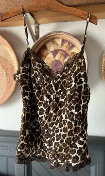 Express Y2K silk leopard animal print camisole large