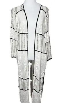 Lulus Sheer White Lightweight Duster Cardigan Open Front Long Maxi Size Medium