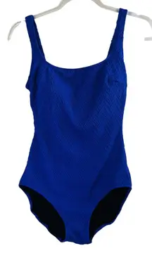 Gottex Sz 10 Royal Blue Textured‎ Scoop Neck One Piece Swimsuit Classic Fit
