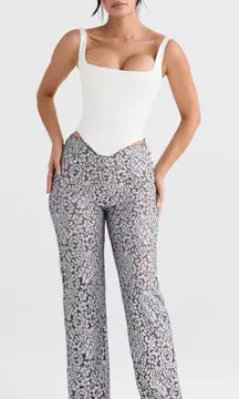 House of CB Mara Silver Metallic Trousers NWOT‎ size L