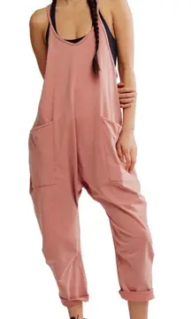 Free People romper Hot Shot onesie Petal pink jumpsuit pull on NEW oversized