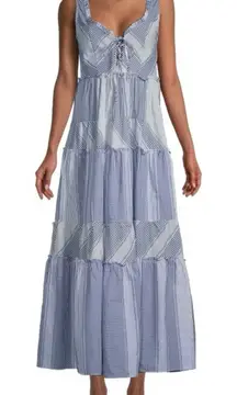 Betsy Johnson Blue and White Women's Maxi Dress size S 069-E