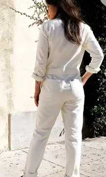 Lee Union-Alls Vintage Aesthetic White Button-Up Jumpsuit Womens Size Small EUC