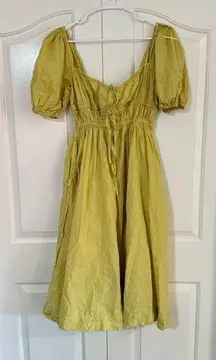 Mable Maxi Dress 100% Cotton Yellow Green Size M