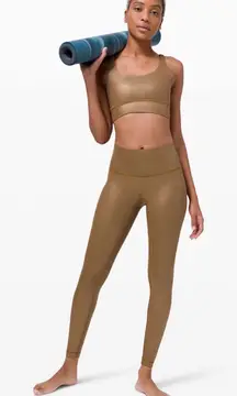 Lululemon Wunder Under Tight + Energy Bra Set Matte Copper Foil Sz 6 EUC