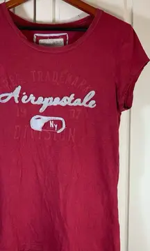 Vtg Y2K Aeropostale NYC‎ T Shirt Womens Size XL Retro Red Distressed Cap Sleeve