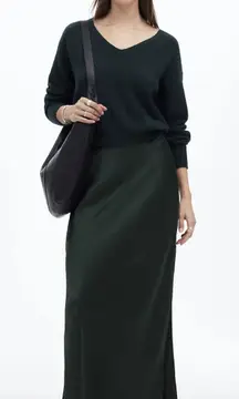 Madewell Satin Maxi Slip Skirt Luxury‎ Forrest NWT 4