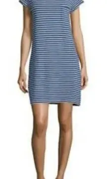 Joie Blue And White Striped Cotton‎ Short Sleeve Pullover Mini T Shirt Dress S