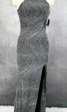 City Triangles Womens‎ Gown Size 9 Metallic Beaded Halter HOCO Formal Prom Y2K