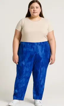 Isaac Mizrahi Live! Women’s Blue Tie-Dye Print Pants 2XLT Plus Size Stretch NWOT