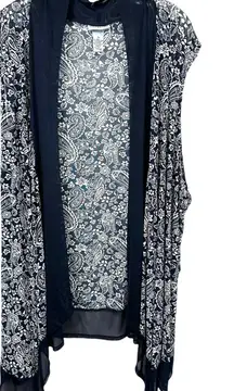 Catherines Plus Size 5X Shrug Navy Blue White Paisley Mesh Duster 1795
