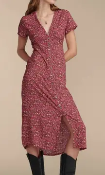 LUCKY BRAND Cottagecore Lace-Up Back Floral Button-Front Midi Dress Size XL