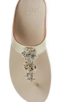 FitFlop Womens Wedge Sandal‎ Metallic Beaded GALAXY Slip on toe post Size 9