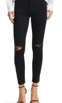 Mother Looker Ankle Fray Guilty As Sin Black Stretch Raw‎ Hem Distress Womens 27