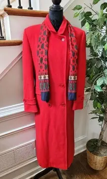 Vintage Central Park Women's Solid Red Long Sleeve Double Breasted Buttons Coat