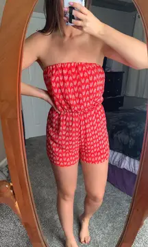 Red Strapless Romper