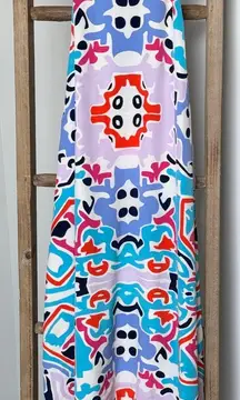 Annie Griffin Blue and Pink Abstract Dress 100%silk lining