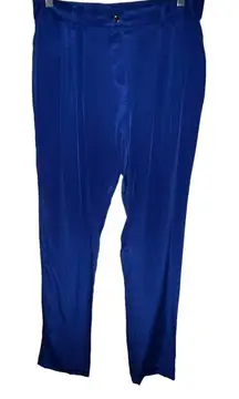 Yumi Kim Silk Royal Blue‎ Pants Trousers Straight Leg Women Size 6 Pleated Dress