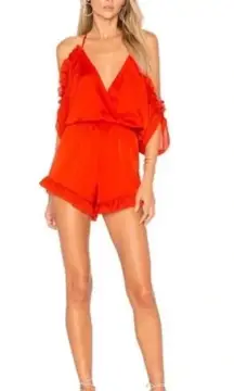 Lovers & Friends‎ Malia Romper in Fire Red, Medium