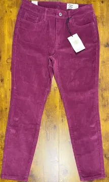 NWT Cosmic Blue Love Stitch Fix Women's Skinny Corduroy Pants Burgundy Plum 28P