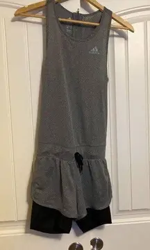 Adidas Cool Jumpsuit XS Xtra Small One Piece Running Sleeveless Gray Romper Zip