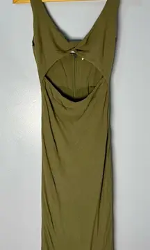 Mable Olive Cotton and Linen Cutout Dress | M