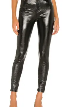 ’We The Free” Phoenix Coated Skinny Jeans in Liquid Black, Size 27