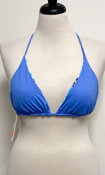 Swim Systems Reversible Iconic Tiles Blue White Sliding Triangle Bikini Top NWT