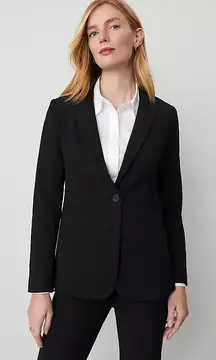 NWOT Ann Taylor The Long One-Button Blazer in Bi-Stretch Black Size‎ 10 Workwear
