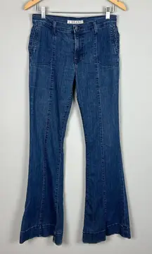 J Brand‎ Flare Jeans Womens 27 27x34 Blue Denim Stretch Center Seam Medium Wash