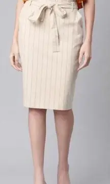 NWT Banana Republic Stripe Paper Bag‎ Waist Pencil Skirt Size 6 Off White Gray