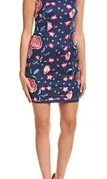 💋Aidan Mattox Navy Embroidered Floral Sheath Sz 0