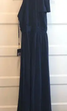 Mac Duggal 55035 High Neck Chiffon Gown Midnight Blue size 12