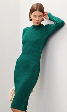 Adam Lippes Green Side Button Dress Pretty Girl