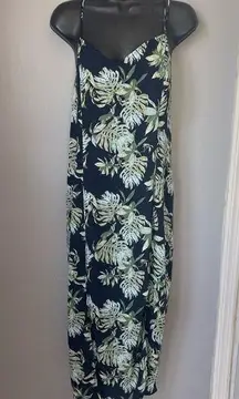 Tropical Leaf Print Maxi Dress