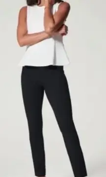 SPANX The Perfect Pant Slim Straight Ankle Pants Black Size L Back Slit H Rise