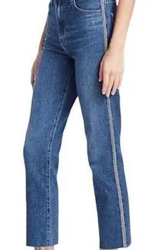 J BRAND Jules crystal-embellished high-rise straight-leg jeans. Size 25